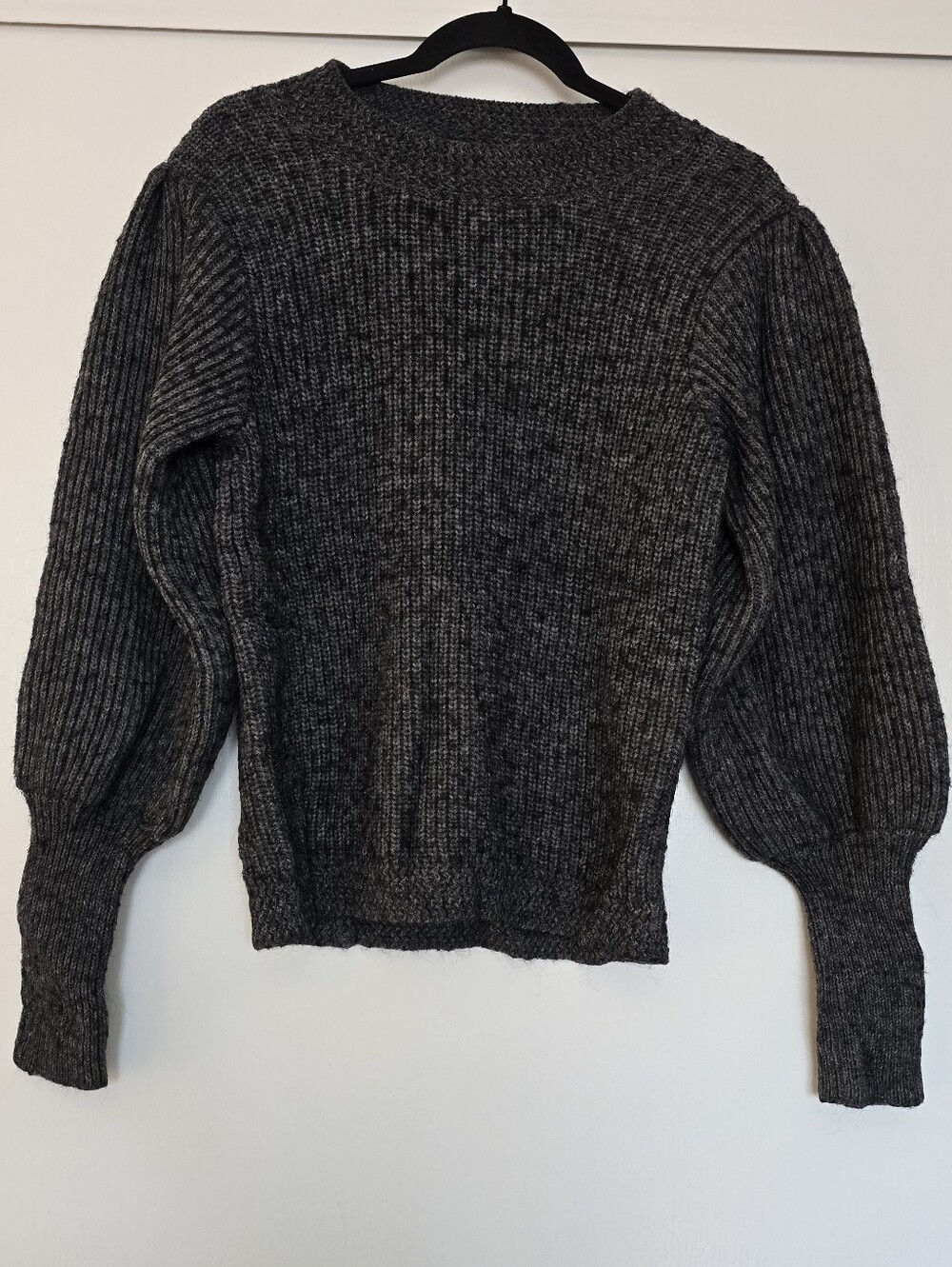 Oriana - Made In Italy Charcoal Grey Chunky Ribbed Knit Balloon Sleeve Sweater